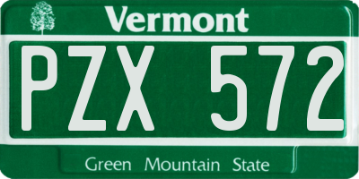 VT license plate PZX572
