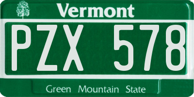 VT license plate PZX578