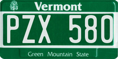 VT license plate PZX580