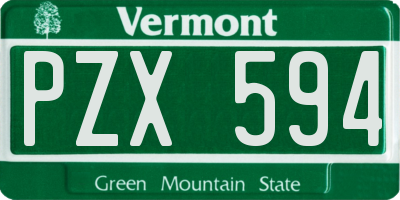 VT license plate PZX594