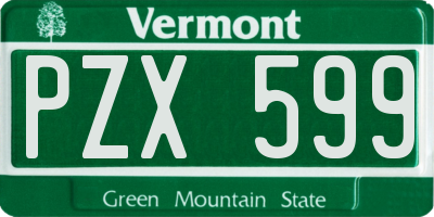 VT license plate PZX599
