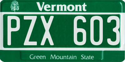 VT license plate PZX603