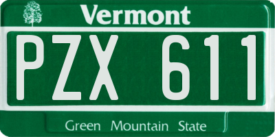 VT license plate PZX611