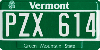 VT license plate PZX614