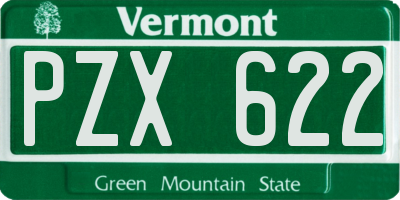 VT license plate PZX622
