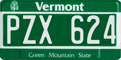 VT license plate PZX624