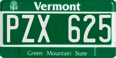 VT license plate PZX625