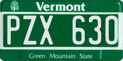 VT license plate PZX630