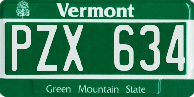 VT license plate PZX634