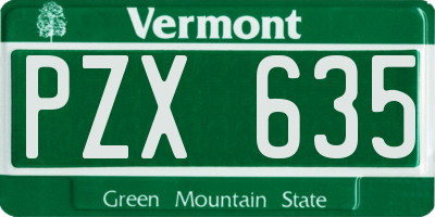 VT license plate PZX635