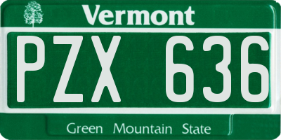 VT license plate PZX636