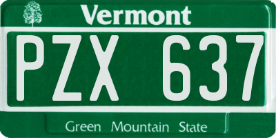 VT license plate PZX637