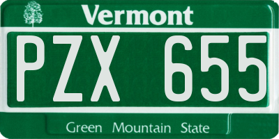VT license plate PZX655