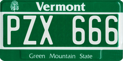 VT license plate PZX666
