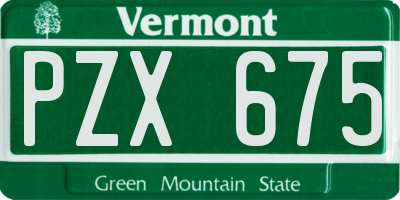 VT license plate PZX675