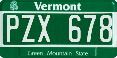 VT license plate PZX678