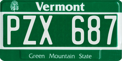 VT license plate PZX687
