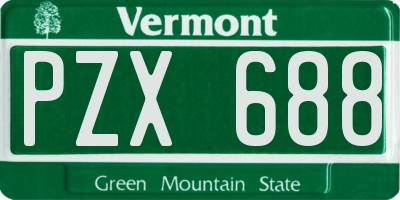 VT license plate PZX688