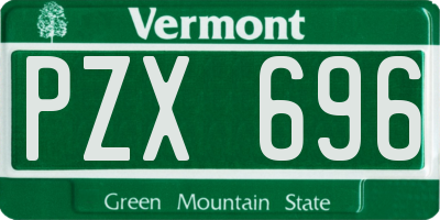 VT license plate PZX696