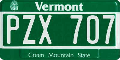 VT license plate PZX707