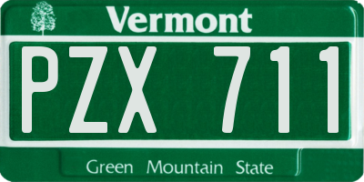 VT license plate PZX711