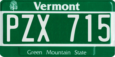VT license plate PZX715