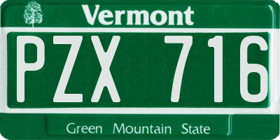 VT license plate PZX716