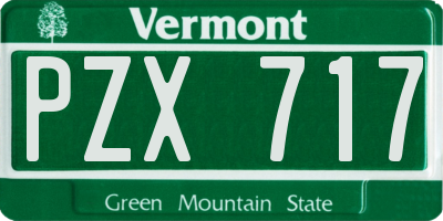 VT license plate PZX717