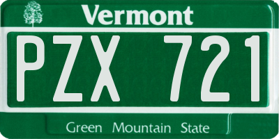 VT license plate PZX721