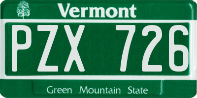 VT license plate PZX726