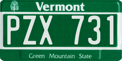 VT license plate PZX731