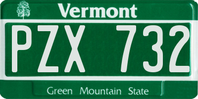 VT license plate PZX732