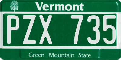 VT license plate PZX735