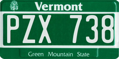 VT license plate PZX738