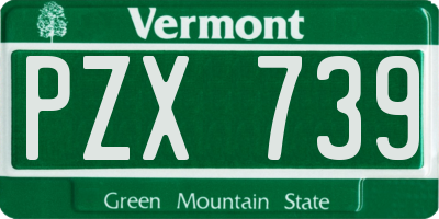 VT license plate PZX739