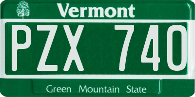 VT license plate PZX740