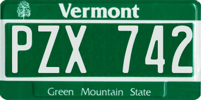 VT license plate PZX742