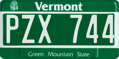 VT license plate PZX744