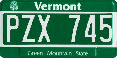 VT license plate PZX745