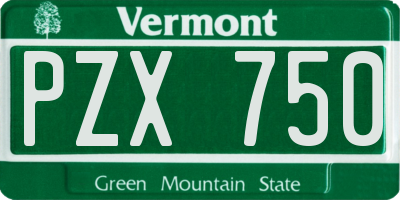 VT license plate PZX750