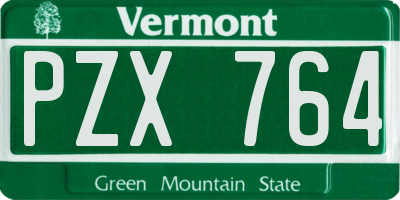 VT license plate PZX764
