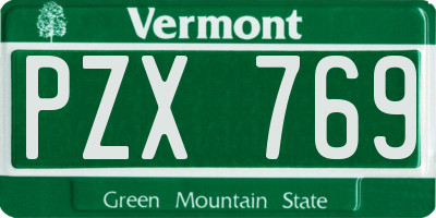 VT license plate PZX769