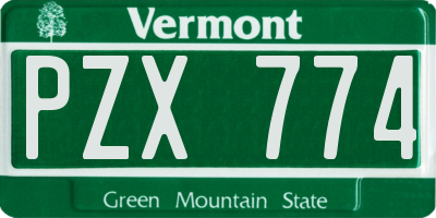 VT license plate PZX774