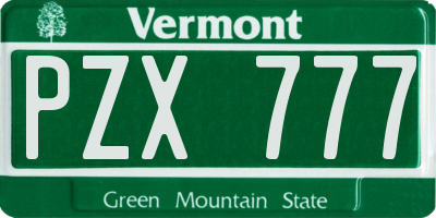 VT license plate PZX777