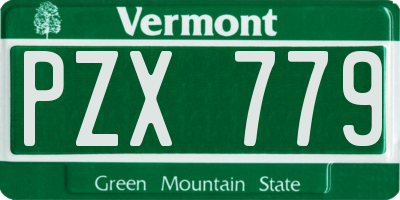 VT license plate PZX779