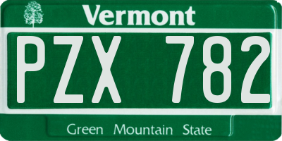 VT license plate PZX782