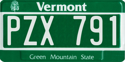VT license plate PZX791