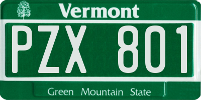VT license plate PZX801