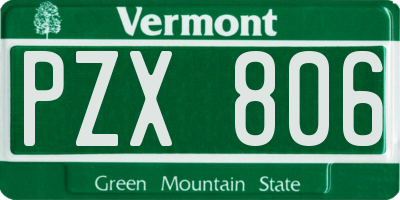 VT license plate PZX806
