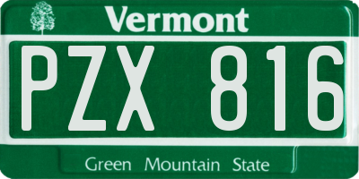 VT license plate PZX816